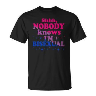 Shhh Nobody Knows Im Bisexual Lgbt Pride Unisex T-Shirt | Mazezy