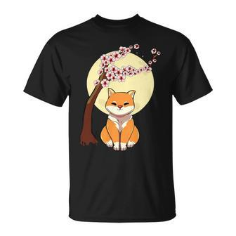 Shiba Inu Akita Cherry Blossom Sakura Japanese Anime Kawaii T-Shirt Unisex T-Shirt - Seseable