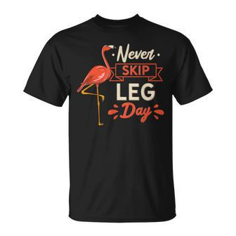 Never Skip Leg Day Cute Flamingo Bird Workout T-shirt - Thegiftio UK