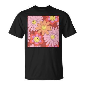 Smiley Face Flower Daisy Hippie 70S Aesthetic T-shirt - Thegiftio UK