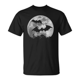 Spooky Bats Halloween Full Moon Bat Silhouette T-shirt - Thegiftio UK