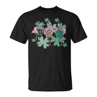 St Patricks Day Flamingo Irish Ireland Shamrock Clover T-shirt - Thegiftio UK