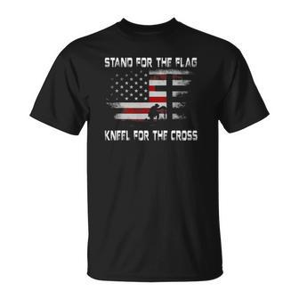 Stand For The Flag Kneel For The Cross 4Th Of July Unisex T-Shirt | Mazezy UK