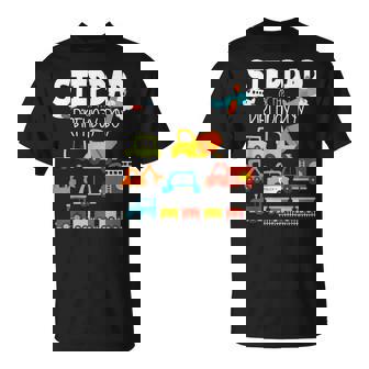 Stepdad Of The Birthday Boy Family Matching Train Fire Truck Unisex T-Shirt - Seseable