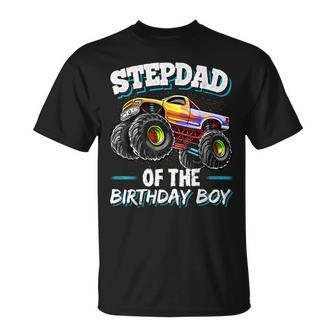 Stepdad Of The Birthday Boy Matching Family Monster Truck Unisex T-Shirt - Seseable
