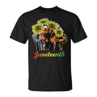 Sunflower Fist Juneteenth Black History African American V2 T-shirt - Thegiftio UK