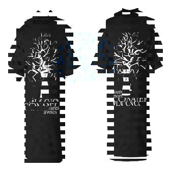 Support Colon Cancer Awareness Ribbon Tree Unisex T-Shirt - Monsterry