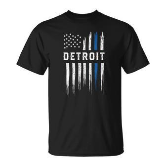 Thin Blue Line Heart Detroit Police Officer Michigan Cops T-shirt - Thegiftio UK