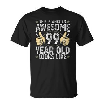 This Is What An Awesome 99 Years Old Looks Like 99Th Birthday Zip Unisex T-Shirt | Mazezy