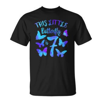 This Little Butterfly Is 7 7Th Birthday Party Toddler Girl Unisex T-Shirt | Mazezy