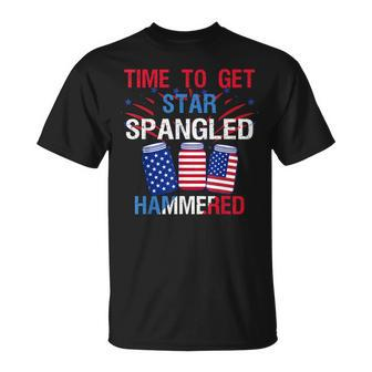 Time To Get Star Spangled Hammered 4Th Of July America Beer Unisex T-Shirt - Seseable