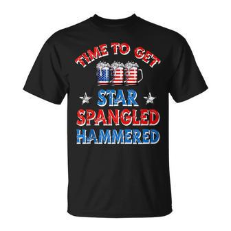 Time To Get Star Spangled Hammered 4Th Of July Beer Western Unisex T-Shirt - Seseable