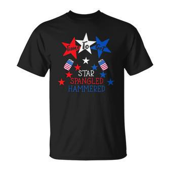 Time To Get Star Spangled Hammered 4Th Of July Drinking Gift Unisex T-Shirt | Mazezy