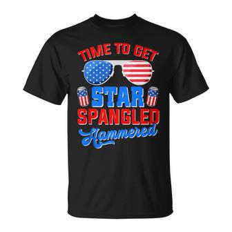 Time To Get Star Spangled Hammered Funny 4Th Of July Unisex T-Shirt - Seseable