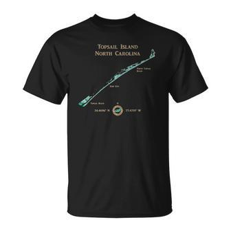 Topsail Island Nc Coastal Map Unisex T-Shirt | Mazezy