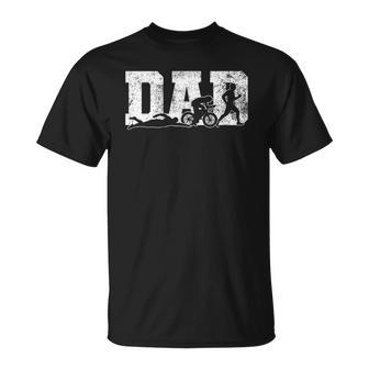 Triathlon Dad Swim Bike Run Fathers Day Unisex T-Shirt | Mazezy