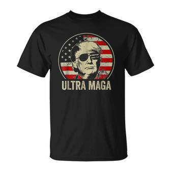 Ultra Maga Donald Trump Vintage American Flag Unisex T-Shirt | Mazezy