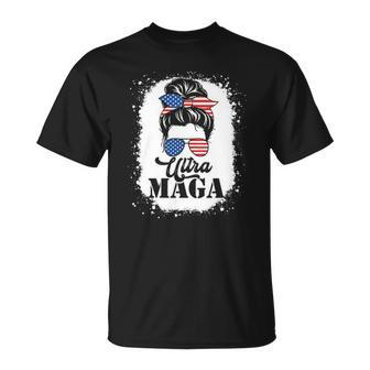 Ultra Maga Messy Bun Great Ultra Maga King Bleached T-shirt - Thegiftio UK