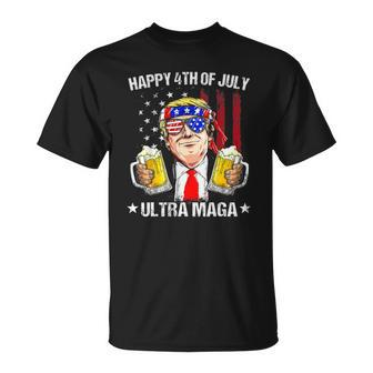 Ultra Maga Proud Pro Trump Happy 4Th Of July American Flag Unisex T-Shirt | Mazezy