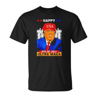 Ultra Maga Trump Happy 4Th Of July American Flag Unisex T-Shirt | Mazezy