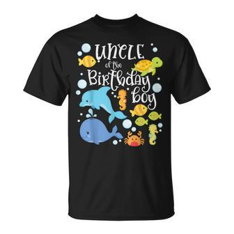 Uncle Of The Birthday Boy Sea Fish Aquarium Matching Family Unisex T-Shirt - Seseable