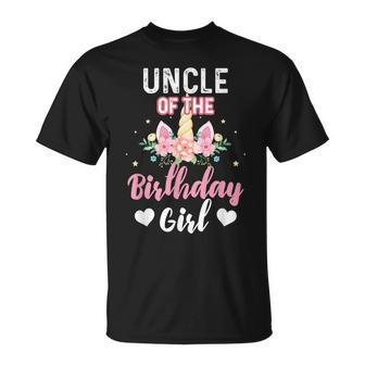 Uncle Of The Birthday Girl Unicorn Family Matching Unisex T-Shirt - Seseable