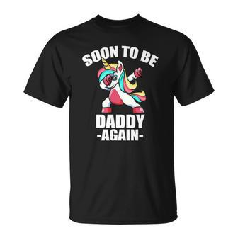 Unicorn Daddy Again 2022 Soon To Be Dad Again 2022 Baby Shower Unisex T-Shirt | Mazezy