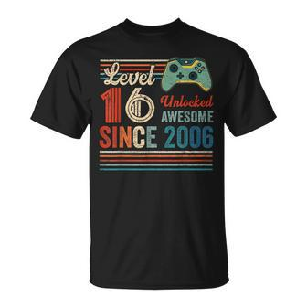 Unlocked Level 16 Birthday 16 Year Old Video Game Controller Unisex T-Shirt - Seseable