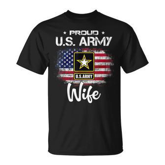 Us Army Proud Wife Proud Wife Of A Us Army Veteran Flag T-shirt - Thegiftio