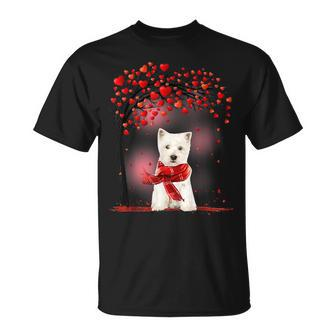 Valentines Day Westie Dog Tree Heart Puppy Dog Lover T-shirt - Thegiftio UK