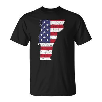 Vermont Map State American Flag 4Th Of July Pride Tee Unisex T-Shirt | Mazezy