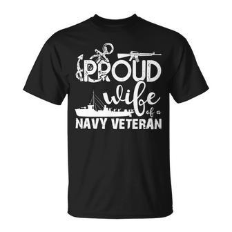 Veteran Veterans Day Proud Wife Of A Navy Veteran 344 Navy Soldier Army Military Unisex T-Shirt - Monsterry DE