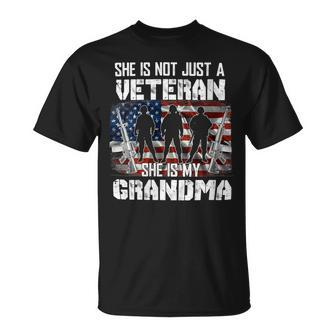 Veteran Veterans Day Womens Veteran She Is My Grandma American Flag Veterans Day 333 Navy Soldier Army Military Unisex T-Shirt - Monsterry DE