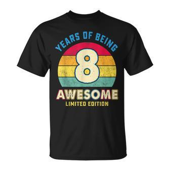Vintage 8 Years Of Being Awesome Retro 8Th Birthday Boy Girl Unisex T-Shirt - Seseable