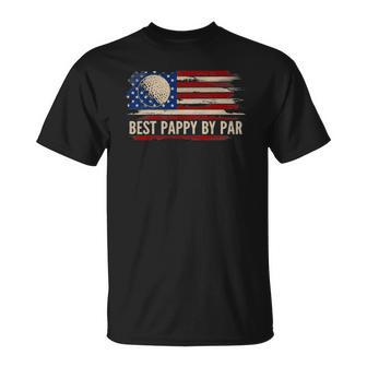 Vintage Best Pappy By Par American Flag Golf Golfer Gift Unisex T-Shirt | Mazezy