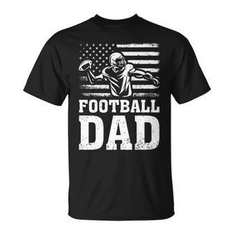 Vintage Football Dad American Flag Football 4Th Of July Unisex T-Shirt - Seseable