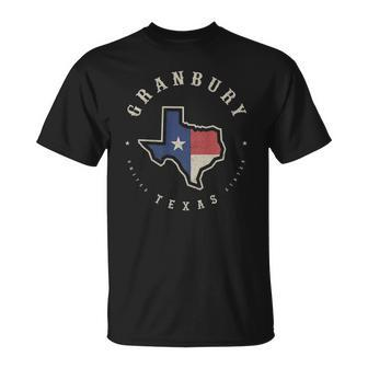 Vintage Granbury Texas State Flag Map Souvenir Gift Unisex T-Shirt | Mazezy