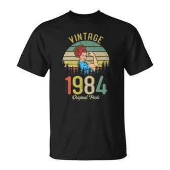 Vintage Made In 1984 38Th Birthday Gift Idea Original Parts Unisex T-Shirt | Mazezy