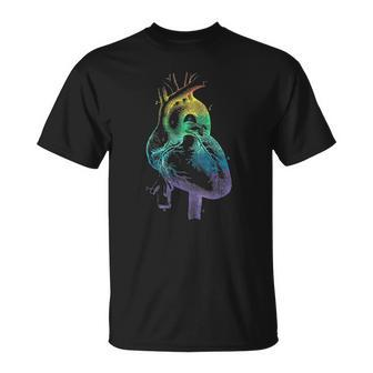 Vintage Rainbow Anatomical Heart Halloween Doctor Pride Tee Unisex T-Shirt | Mazezy