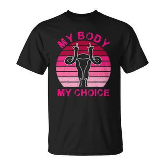 Vintage Retro My Body My Choice Middle Finger Uterus 1973 Gift Unisex T-Shirt | Mazezy