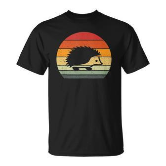 Vintage Retro Sunset Hedgehog Lovers Gift Unisex T-Shirt | Mazezy