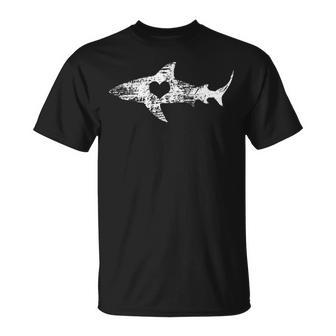 Vintage Shark Silhouette Hammerhead Shark Tiger Shark Heart 158 Trending Shirt Unisex T-Shirt | Favorety