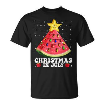 Watermelon Christmas Tree Christmas In July Summer Vacation V2 Unisex T-Shirt - Seseable