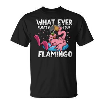Whatever Floats Your Flamingo Flamingo Bird Humor T-shirt - Thegiftio UK