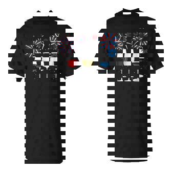 Wine Glass Red White And Blue Firework Costume T-shirt - Thegiftio UK