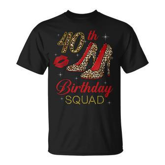 Womens 40Th Birthday Squad Stepping Into 40 Leopard Shoes Unisex T-Shirt - Seseable