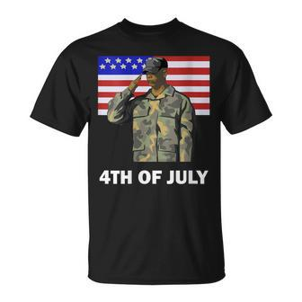 Womens 4Th Of July Proud Army Dad Independence Day American Flag Unisex T-Shirt - Seseable
