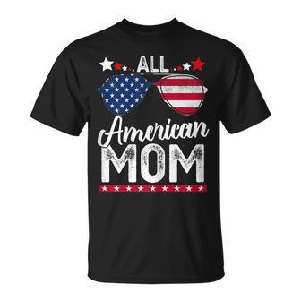 Womens All American Mom 4Th Of July Mothers Day Women Mommy Unisex T-Shirt - Seseable