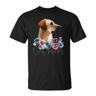 Womens Black Mouth Cur Dog Mom Floral  Unisex T-Shirt