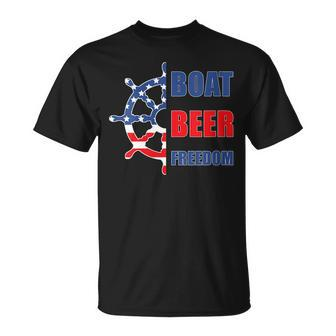 Womens Boat Beer Freedom Nautical Boating 4Th Of July Boaters Unisex T-Shirt - Seseable